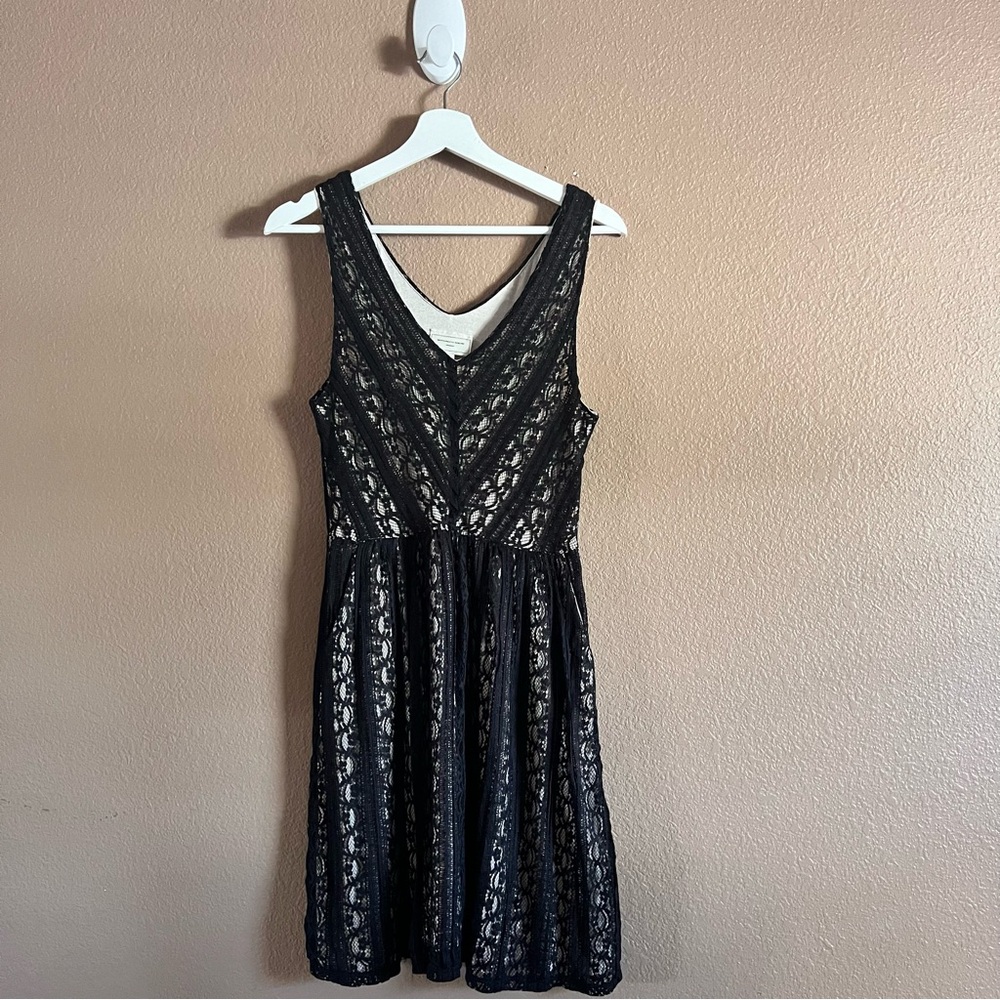 Anthropologie Moulinette Soeurs Black Lace Fit & Flare Cocktail Dress Size Small